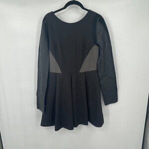 Stella & Jamie Womens Dress Large Black Short Genuine Leather Accents Stretch